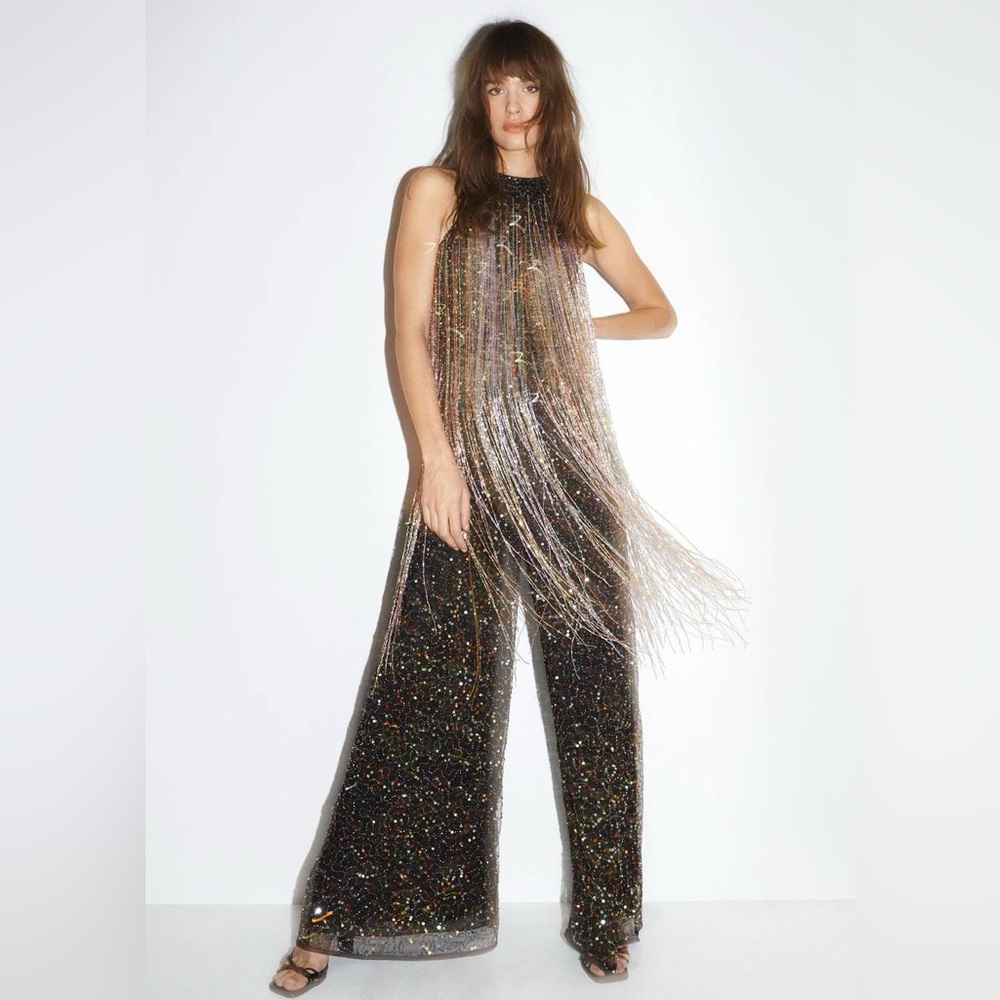 Nasty Gal Black Sequin Fringe Dress